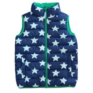 Mini Boden Kids Colorful Star Pattern Blue White Green Puffer Vest. 7-8. 7. 8.